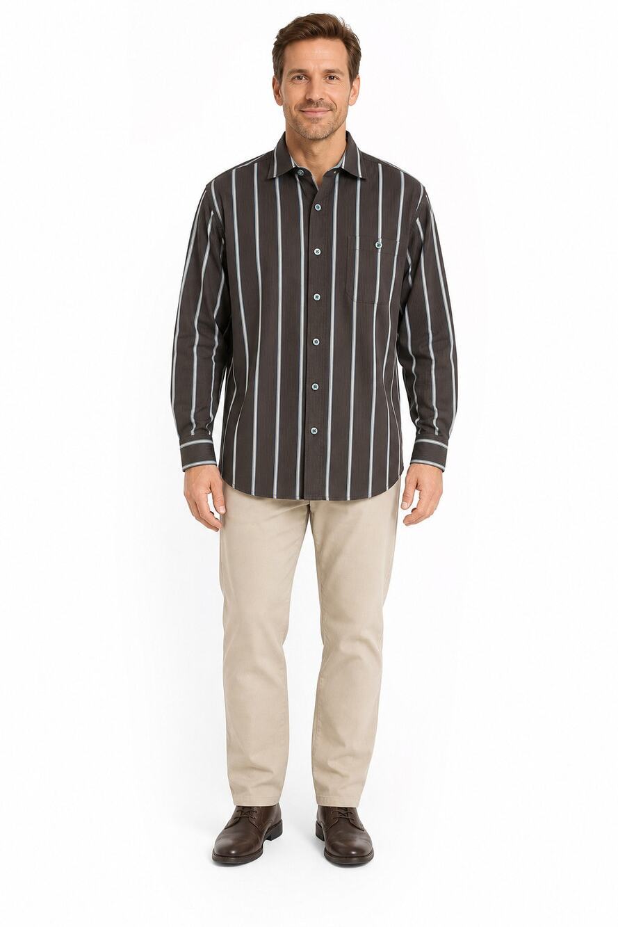 Tommy bahama size large brown striped button up 100% cotton
